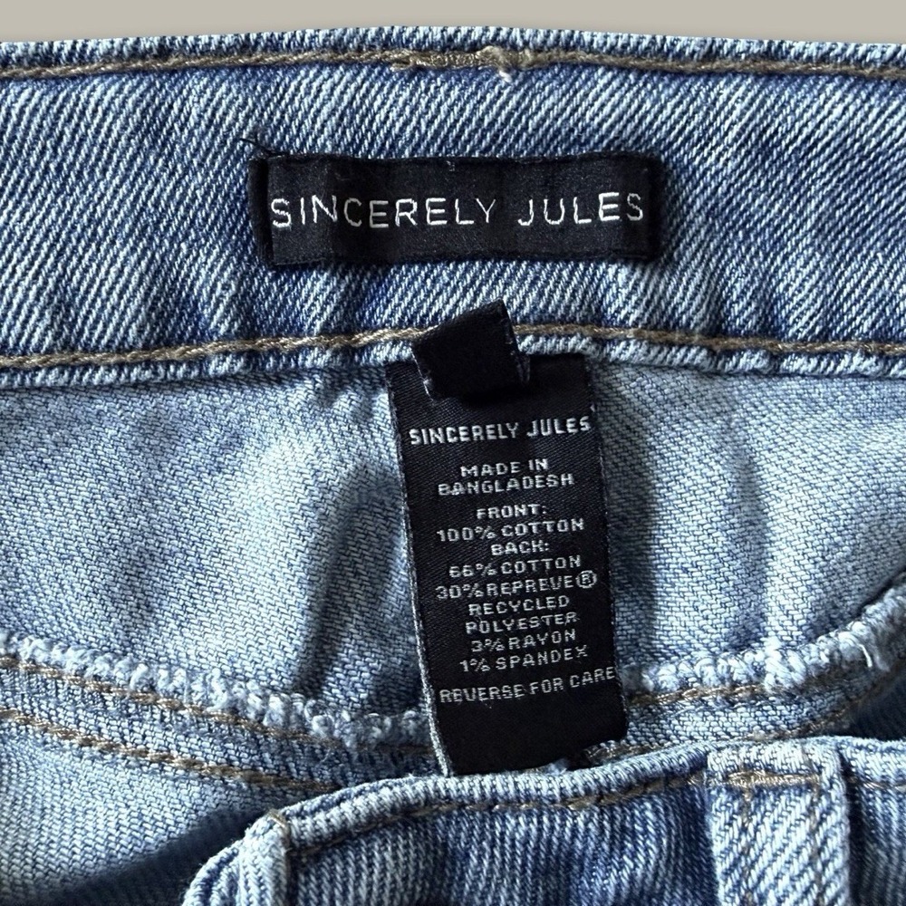 Sincerely Jules Baggy Y2K Wide Leg Jeans 9/29 Light Wash Side Slit High Rise - Picture 6 of 7